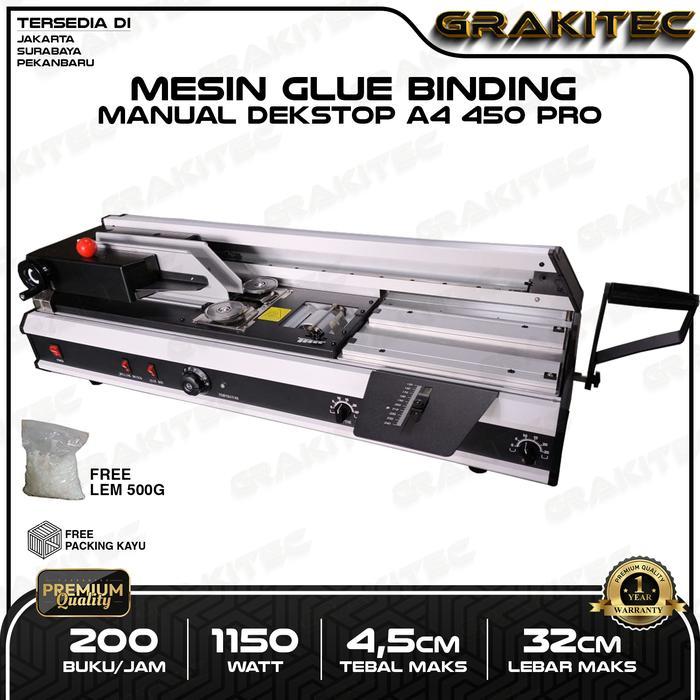 Grakitec Mesin Jilid buku Bending Manual Dekstop A4 450 PRO Jilid Lem Panas
