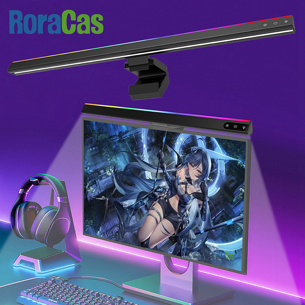 Aluminium Desk Lamp Eye-Care Hanging RGB LED Light 55-42cm Computer Monitor Screen Light Bar Music