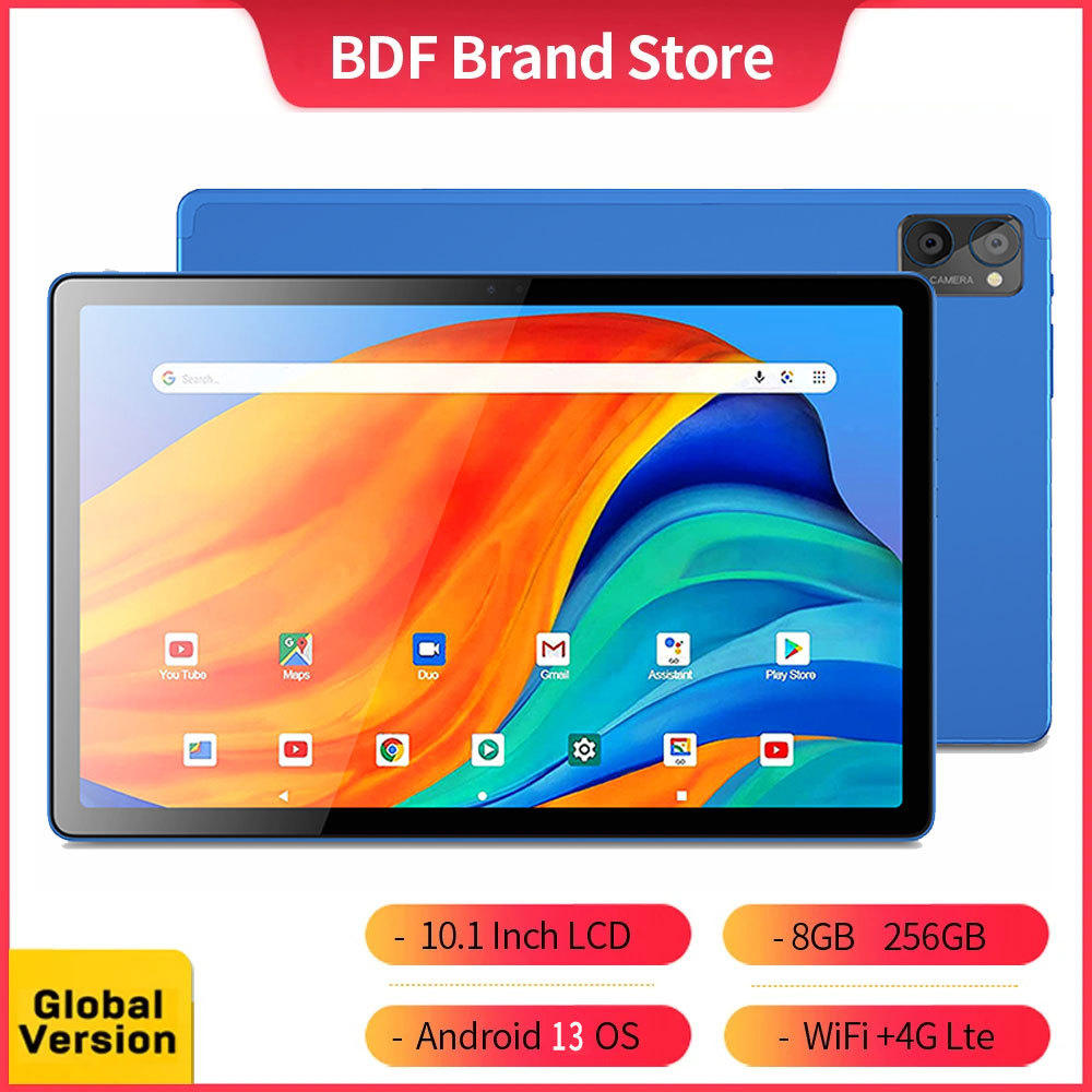 BDF Y7 Max Android 13 Tablet 10.1 Inch HD+ 90Hz Display TV Rheinland Octa Core Cpu 8GB RAM 256GB ROM
