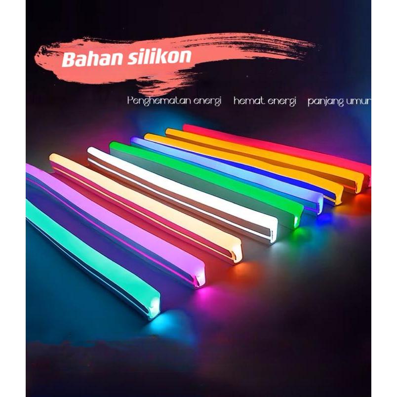 Lampu Neon Flex 220v 6-15M Waseosd Selang Fleksibel Warna Neon Box Outdoor Wateproof - Kuning, Biru