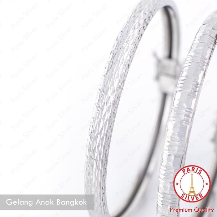 READY Gelang anak perak asli 925 silver lapis emas putih model bulet bangkok aksesoris fashion