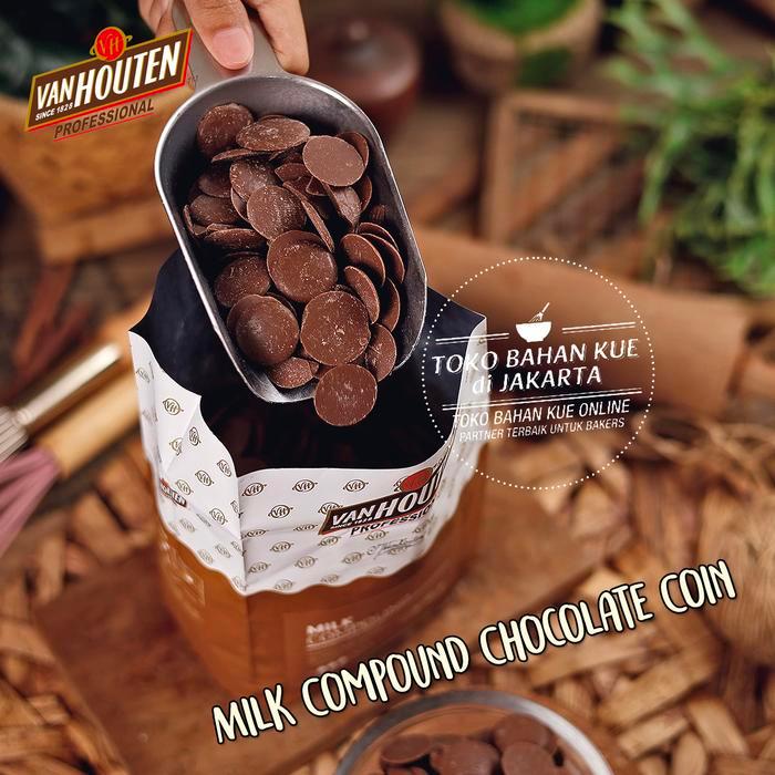 Van Houten Milk Repack 250gr Compound Coin Baking Professional Chocolate VanHouten Coklat