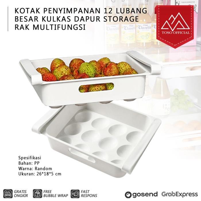 Rak Telur Sayur Buah 12 Lubang Untuk Kulkas Laci Dapur Egg Storage Box