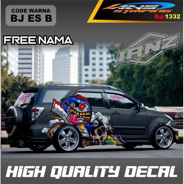 Bj 1332-Stiker Decal Mobil Gambar Karakter Doraemon Devil Terios Rush Avanza Xpander Agya Free Nama