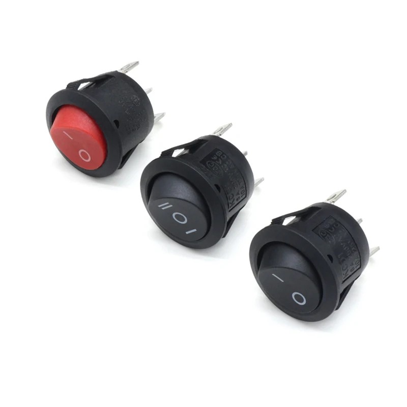 1~300pcs KCD1 LED Rocker Switch Round 2/3Pin ON-OFF-ON 2/3 Position 6A/250VAC 10A/125VAC SPST 23mm