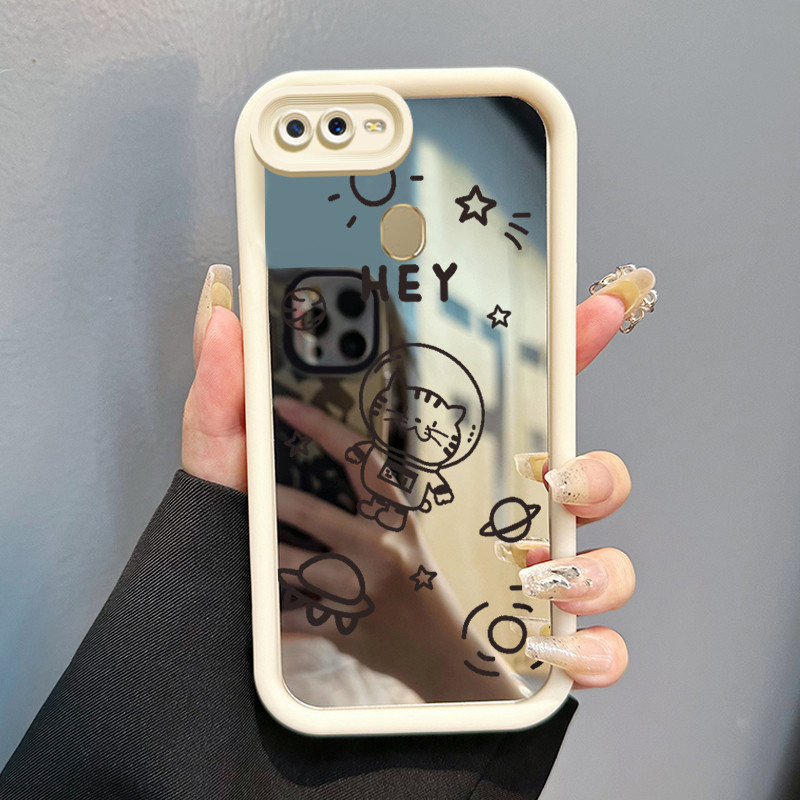 Casing Hp OPPO A7 OPPO A5s OPPO A12 OPPO A12S A11k Case Casing Kucing Luar Angkasa Pola Kasus cermin