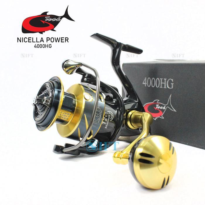 Sale Reel G-Tech Nicella Power Swa C3000 4000 5000 Hg Pg Power Handle Metal Body Saltwater Laut