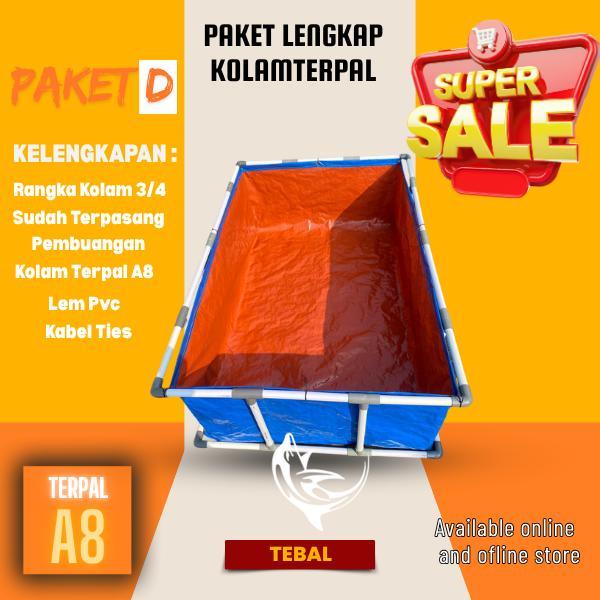 FULL SET KOLAM TERPAL LENGKAP DENGAN KERANGKA PIPA PVC + KERAMBA SORTIR SIAP PAKAI