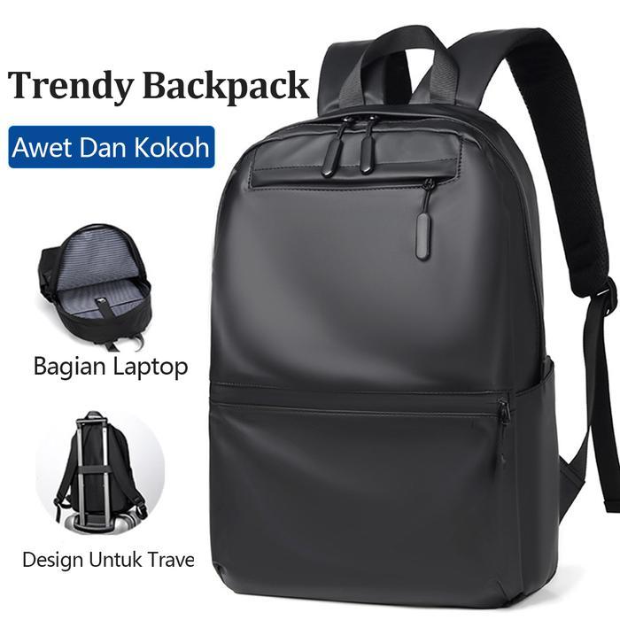 Eiger - Techdo Tas Ransel Pria Kerja Casual Pu Leather Tas Sekolah Cowok Tr416