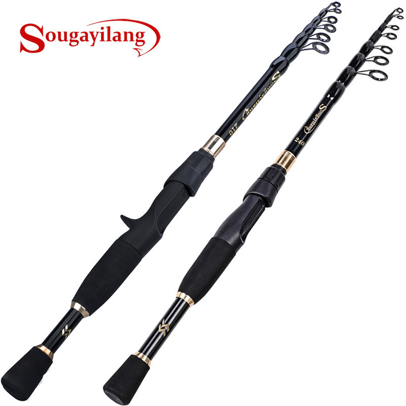Sougayilang Telescopic Fishing Rod Ultralight Weight Spinning/Casting Fishing Rod Carbon Fiber