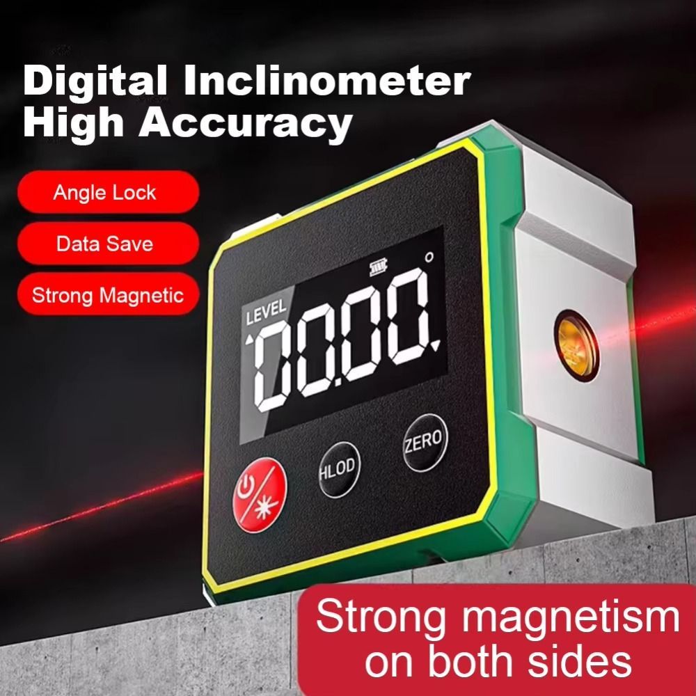 Multifunctional Laser Inclinometer Rechargeable LCD Display Digital Inclinometer High Accuracy