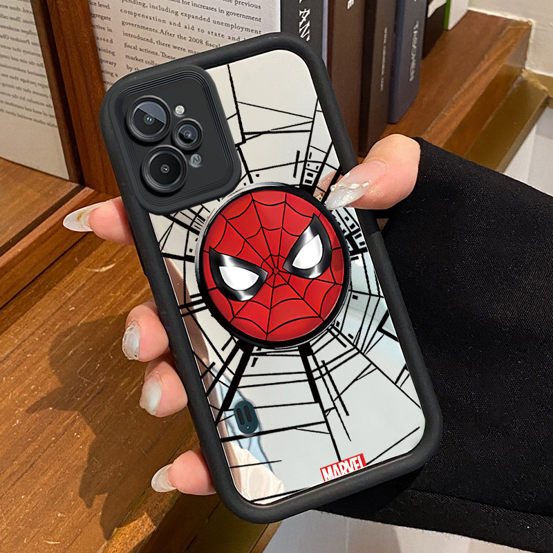 Casing Hp Realme C31 Case Topeng laba-laba merah kartun  Mirror Kasing silikon cocok pria dan wanita