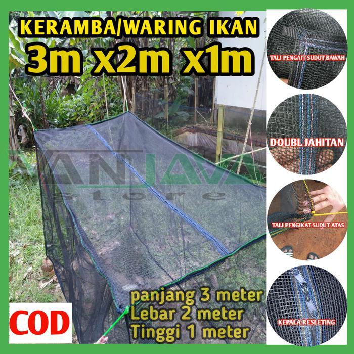 Jaring Keramba ikan tutup burayak larva nila 3x2x1 karamba ikan murah