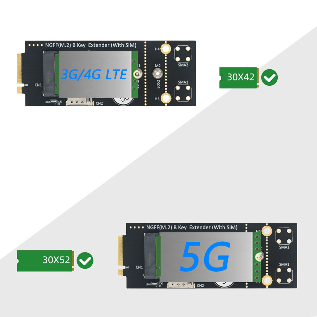 M.2 Key-B Wireless Module Adapter SIM-Card Slot for 5G 4G 3G LTE GSM Modem for NGFF 3042 3052 B-Key