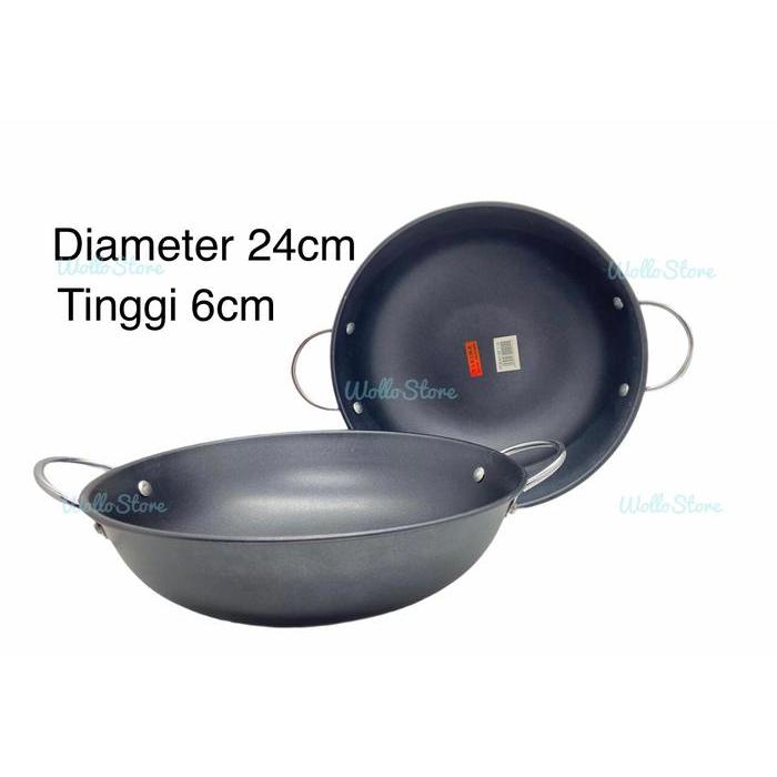 Wajan Saji 24Cm Large / Panci Saji / Kuali Hitam / Korea Wok 24Cm
