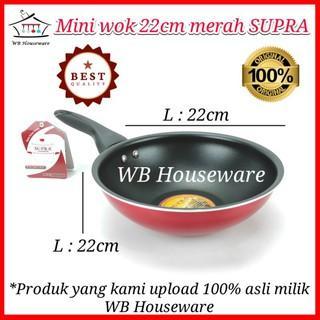 Penggorengan Teflon Anti Lengket 22Cm / Wajan / Mini Wok Supra - Merah