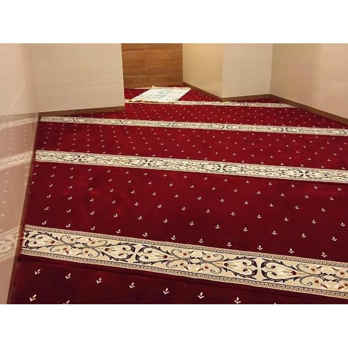 Karpet Masjid / Karpet Mushola / Sajadah Masjid Premium Tebal Meteran Custom Design Turki Merah /