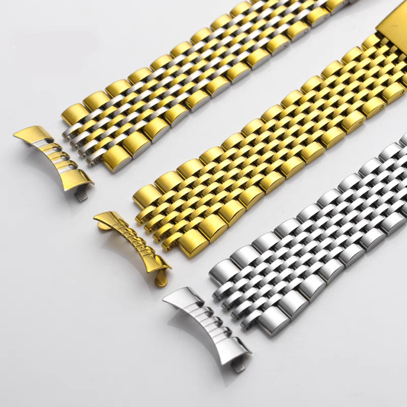 18/19/20mm Curved End Solid Stainless Steel Watch Band for Omega Seamaster De Ville Vintage Strap