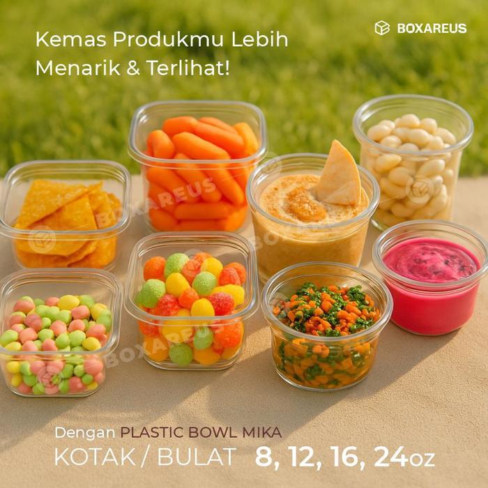 Mangkok Mika Wadah PLASTIK BOWL Kemasan Puding, Yogurt, Mangkuk Salad, Tray Buah - BULAT