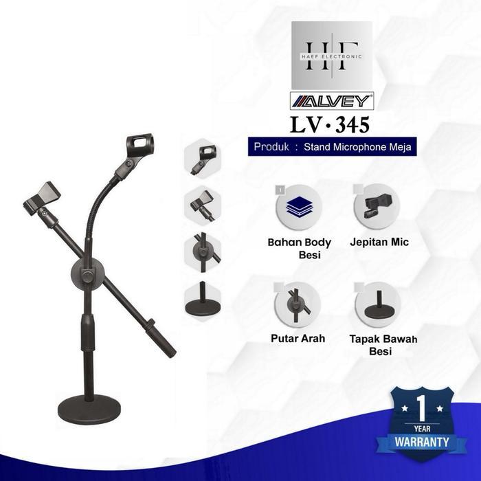 Terlaris Alvey LV-345 Professional Mikropon Stand Meja Tempat Mikropon Penyangga Mikropon Tripod Mic
