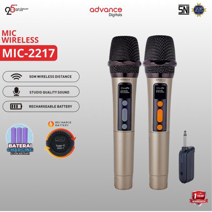 BRG BARU Advance Digitals Mic Wireless MIC-2217 Double Mic Rechargeable Bisa untuk Souncard Speaker