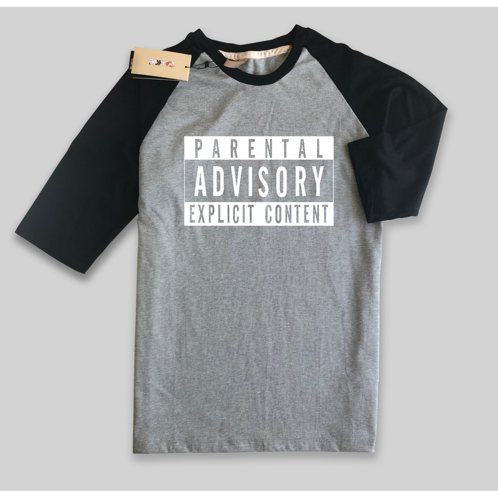 Kaos Raglan Parental advisory explicit content logo