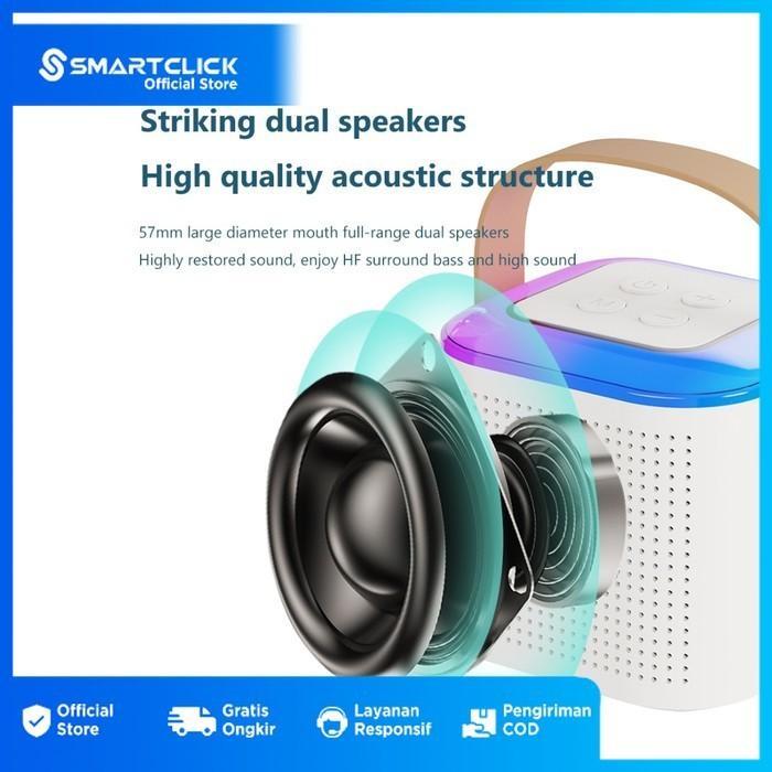 Salon Mini Karaoke 2 Mic Wireless Led Light Portable High Quality Speaker Bluetooth Listrik Redy