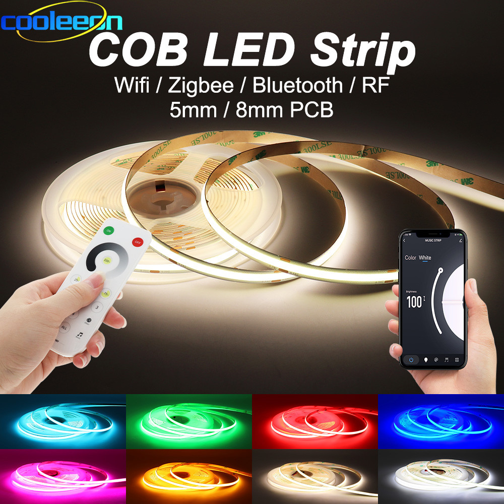 3m 5m COB LED Strip Light with RF Dimmer Power Supply Wifi Zigbee Smart Controller 5mm 8mm Tape LED 