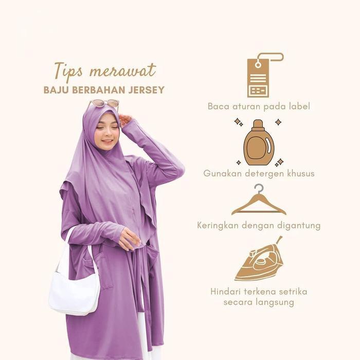 Sedia Jilbab Instan 2in1 Hijab Bergo Khimar Jersey dengan Cardigan Outer Muslimah Modis Nyaman &