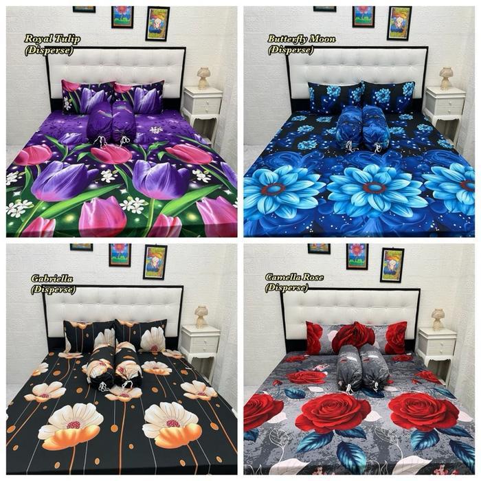 Sprei Doble karet anti Geser King Size Motif Bunga Korea Terbaru dan Katun Bunga Yang Lembut sprei