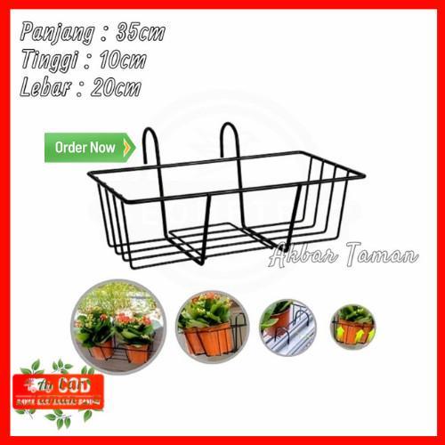 Pesona_Mimin Rak Pot Tanaman Bunga Gantung Pagar Pot Panjang Besi Gantungan Balkon