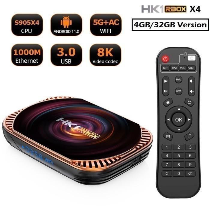 Hk1 Rbox X4 - Android 11 Smart Android Tv Box 8K - Ram 4Gb Rom 32Gb