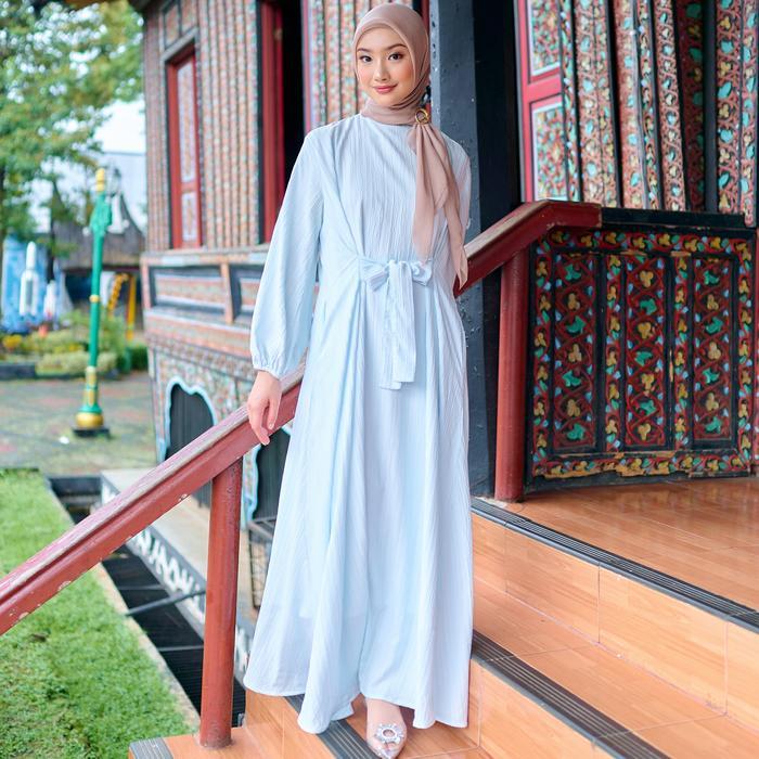 Zm Zaskia Mecca - Moana Dress Wanita Mewah Kain Flamingo Gamis Muslim Panjang - Alkisah - Edisi