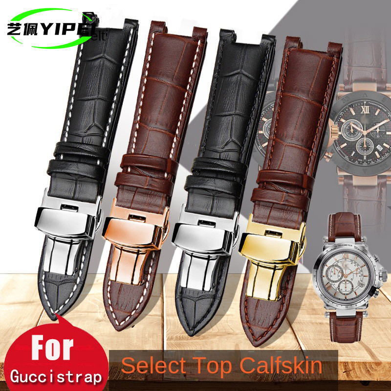 Cowhide watch band 22*13mm 20*11mm for GC Guess Cartier PASHA W3108/HPI004 Butterfly Buckle notch