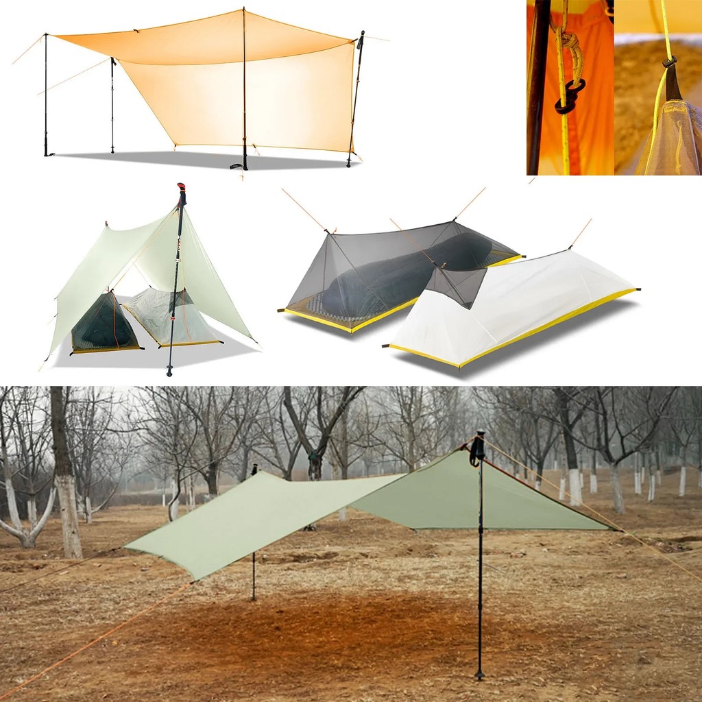 Ultralight 450g 20D Double-Sided Silicon Coating Nylon Tarp Sun Shelter Beach Tent Camping Flysheet