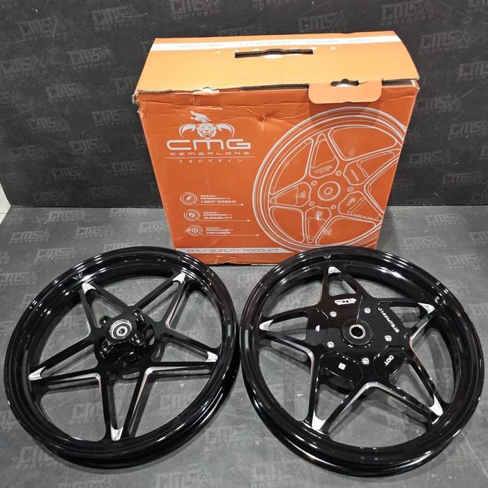 Velg Velek CMG Racing MG5 V2 Bintang R14 Yamaha Mio Xeon Sporty Mio M3 - Hitam, Mio/ Sporty