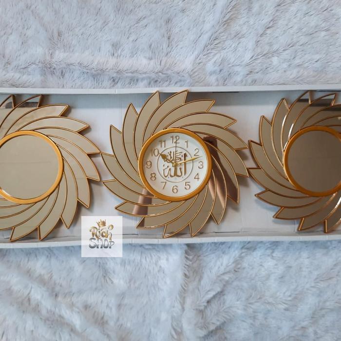 Jam Dinding Cermin Set Home Decor Wall Clock
