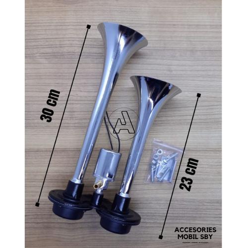 Air Horn Klakson Angin 2 Corong Terompet 12-24 Volt