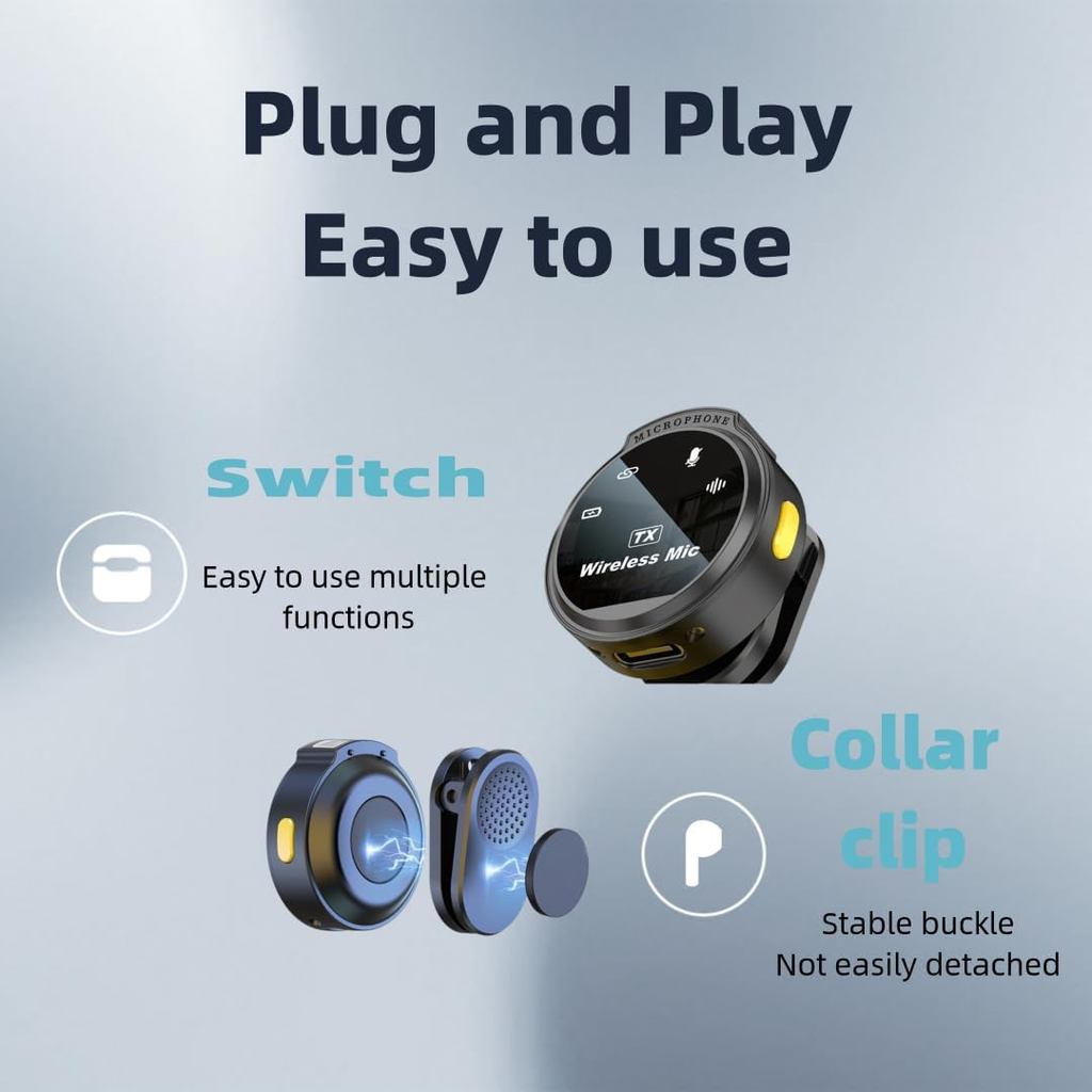 Wireless Lavalier Microphone for iPhone/Android/Camera/Laptop,USB C Wireless Lapel Mic for Vlog,