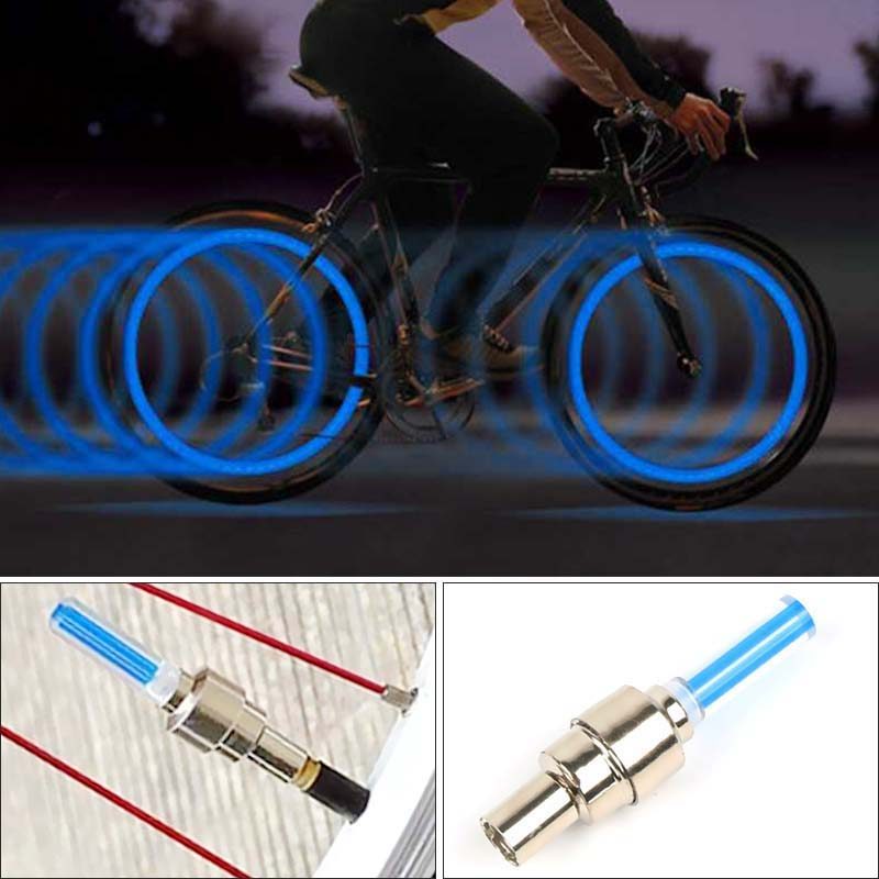 2Pcs Neon Bike Spoke Lights Bicycle LED Light Tire Valve Cap Flashlight Wheel Spoke Lightweight Car