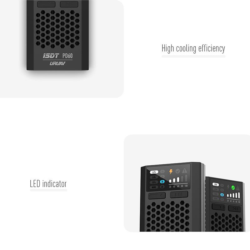 ISDT URUAV PD60 60W 6A Type-C Input Battery Balance FPV Charger for 1-4S Lipo Battery RC Drone