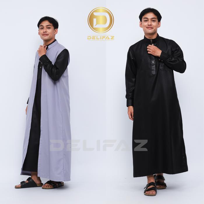 DELIFAZ- Jubah Luaran al-ghazan 2 in 1 set gamis terpisah luar dalam model kekinian