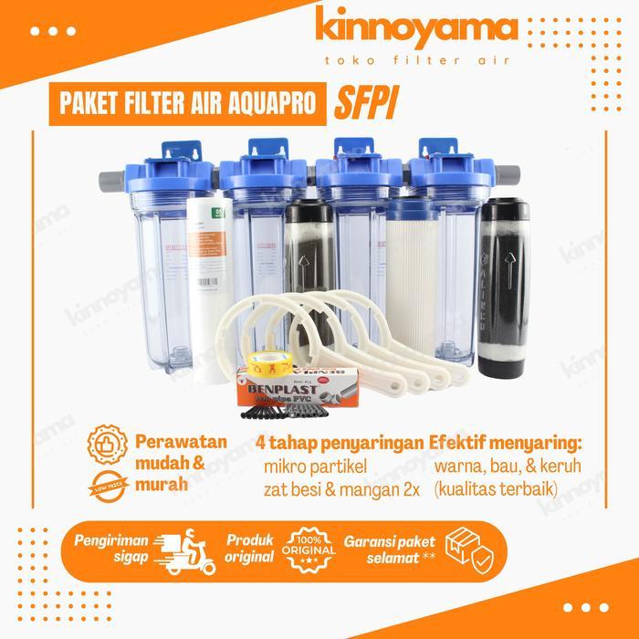 PAKET FILTER AIR 10" 1 SET 4 TAHAP LENGKAP / FILTER AIR SUMUR BOR / SARINGAN AIR KUNING BERBESI