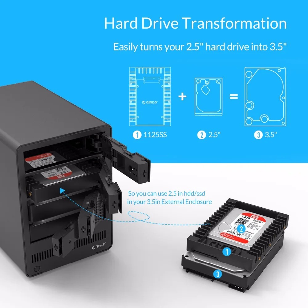 ORICO HDD Enclosure 2.5 to 3.5" Internal HDD Mounting Bracket Adapter 3.5" SATA SSD HDD Mobile Frame