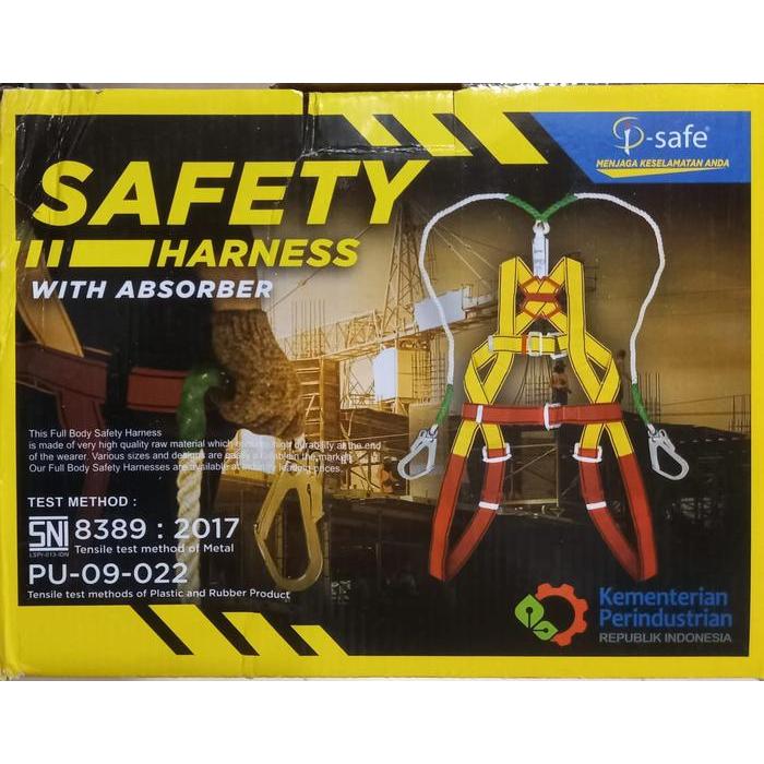 TERBAIK I-SAFE FULL BODY HARNESS ABSORBER DOUBLE BIG HOOK SNI