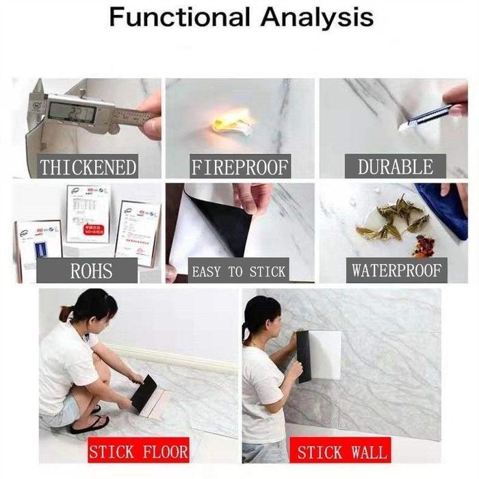 50Pcs Wallpaper Dinding Vinyl Mare 30 X 30 Cm / Lantai Vinyl Keramik Marbel Granit / Stiker Lemari