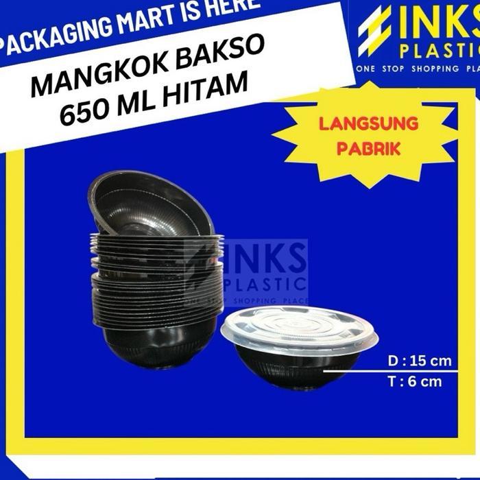 MANGKOK PLASTIK 650 ML MANGKOK BAKSO HITAM (50 PCS)