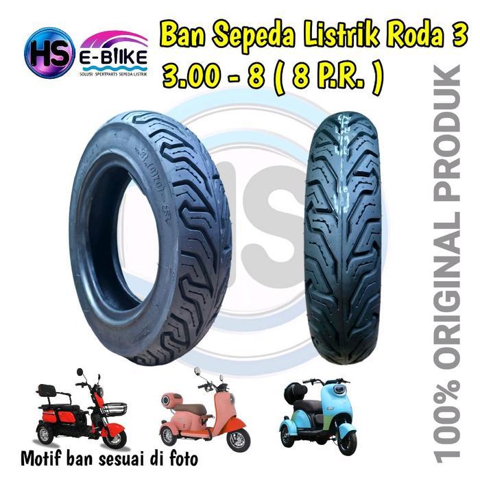 Termurah Ban Tubeless Sepeda Listrik Roda 3 R8-3.00 / 8P.R