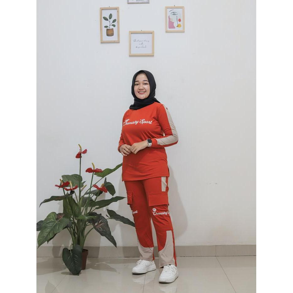 Baju Setelan Olahraga Wanita Muslimah Senam Aerobic Zumba One Set Olahraga Cewek Muslimah