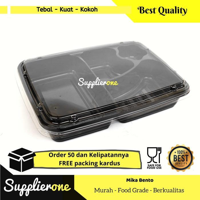 Tray Bento Hitam Isi 50 Pcs / Mika Bento / Mika Bento 4 sekat / Mika Plastik Bento / Kotak Makan /